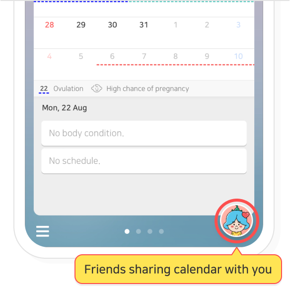 Friend profile button shown in friend-calendar mode