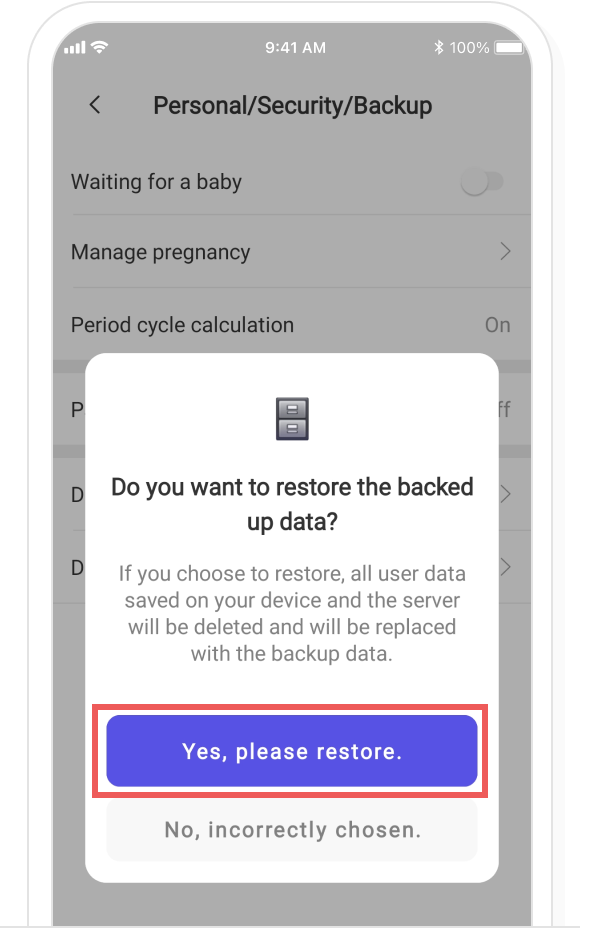 Android data restore, step 4