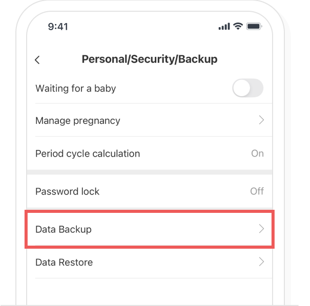 iOS data backup, step 1